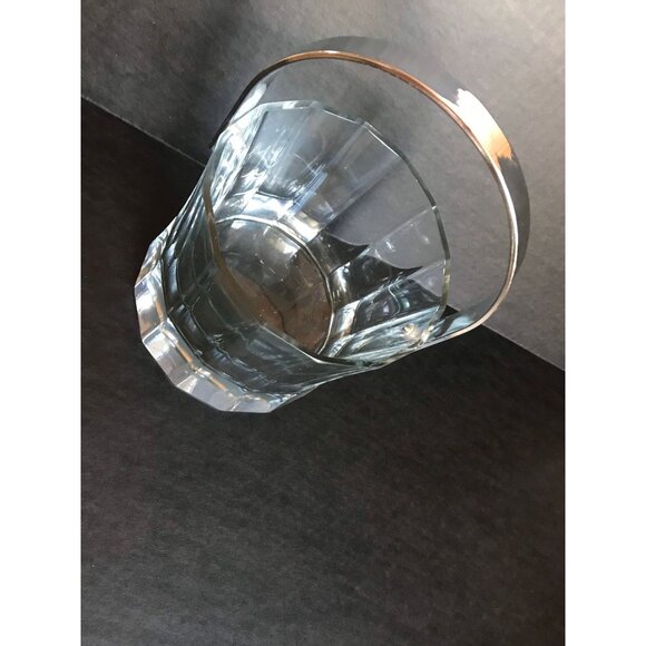 Vintage Mini Crystal Ice Bucket With Silver Tone Handle 14 Faceted Sides - Picture 6 of 10